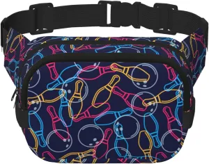 Colorful Outline Of A Bowling Ball Fanny Pack Crossbody Waist Bag For Women Men Adjustable Casual Workout Belt Bag