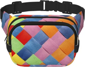 Colorful Plaid Print Crossbody Waist Bag, Adjustable Everywhere Fanny Packs for Men&Women/Traveling/Outdoors/Hiking