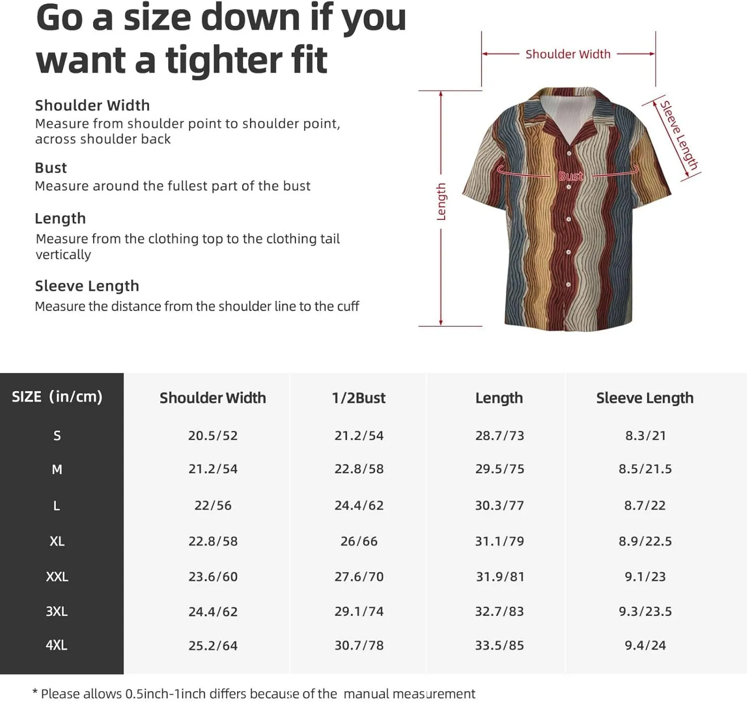 Colorful Stripes Printed Men's Casual Short Sleeve Shirt Hawaiian Button Down Shirt
