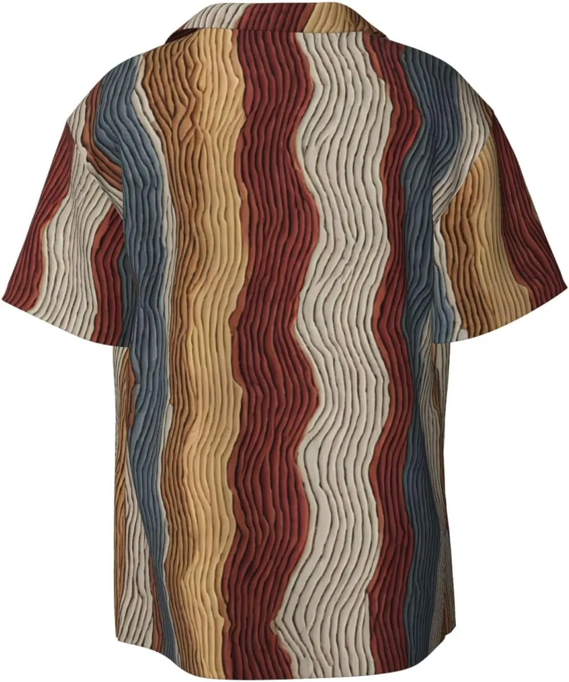 Colorful Stripes Printed Men's Casual Short Sleeve Shirt Hawaiian Button Down Shirt