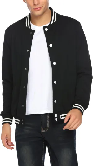 COOFANDY Men's Fashion Varsity Jacket Causal Slim Fit Cotton Letterman Baseball Bomber Jackets