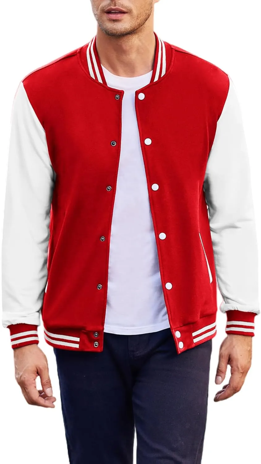 COOFANDY Men's Fashion Varsity Jacket Causal Slim Fit Cotton Letterman Baseball Bomber Jackets