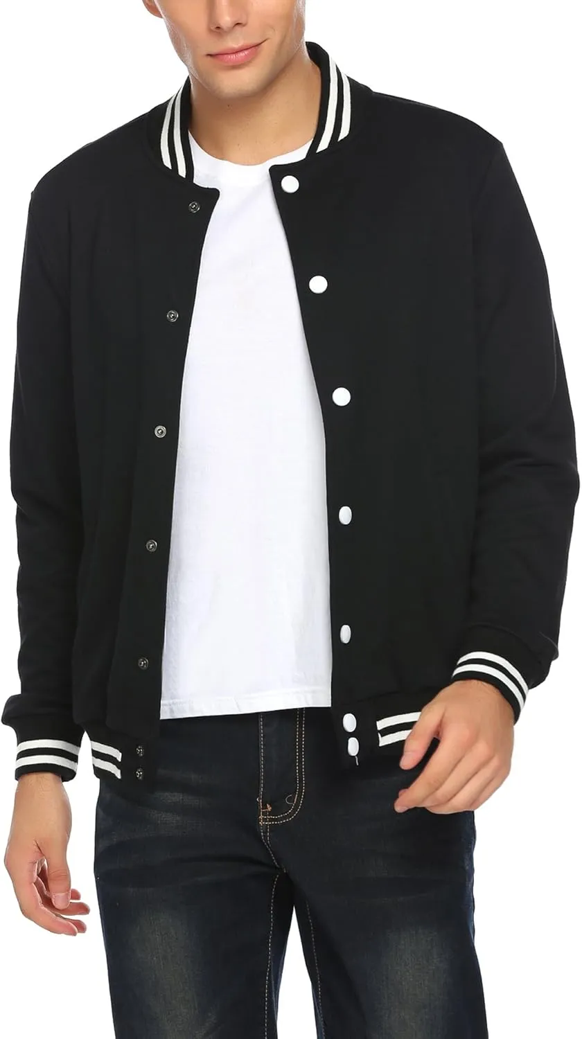 COOFANDY Men's Fashion Varsity Jacket Causal Slim Fit Cotton Letterman Baseball Bomber Jackets
