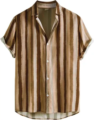 Cotton T-Shirt Shirt Sleeve Casual Blouse Printed Short Mens Men's Blouse Fit Shirt