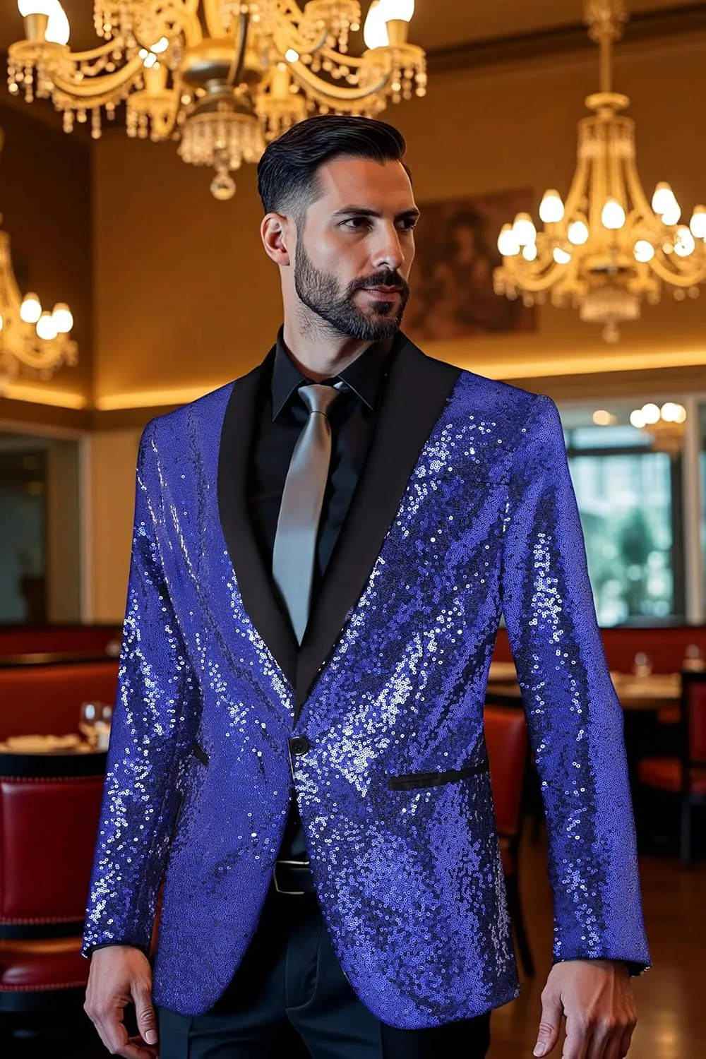 Coucoland Sequin Blazer Men-Tuxedo Jacket Sequin Suit Men Sport Coats