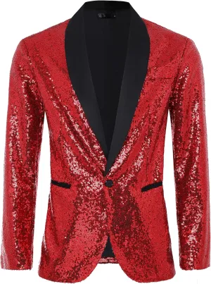 Coucoland Sequin Blazer Men-Tuxedo Jacket Sequin Suit Men Sport Coats