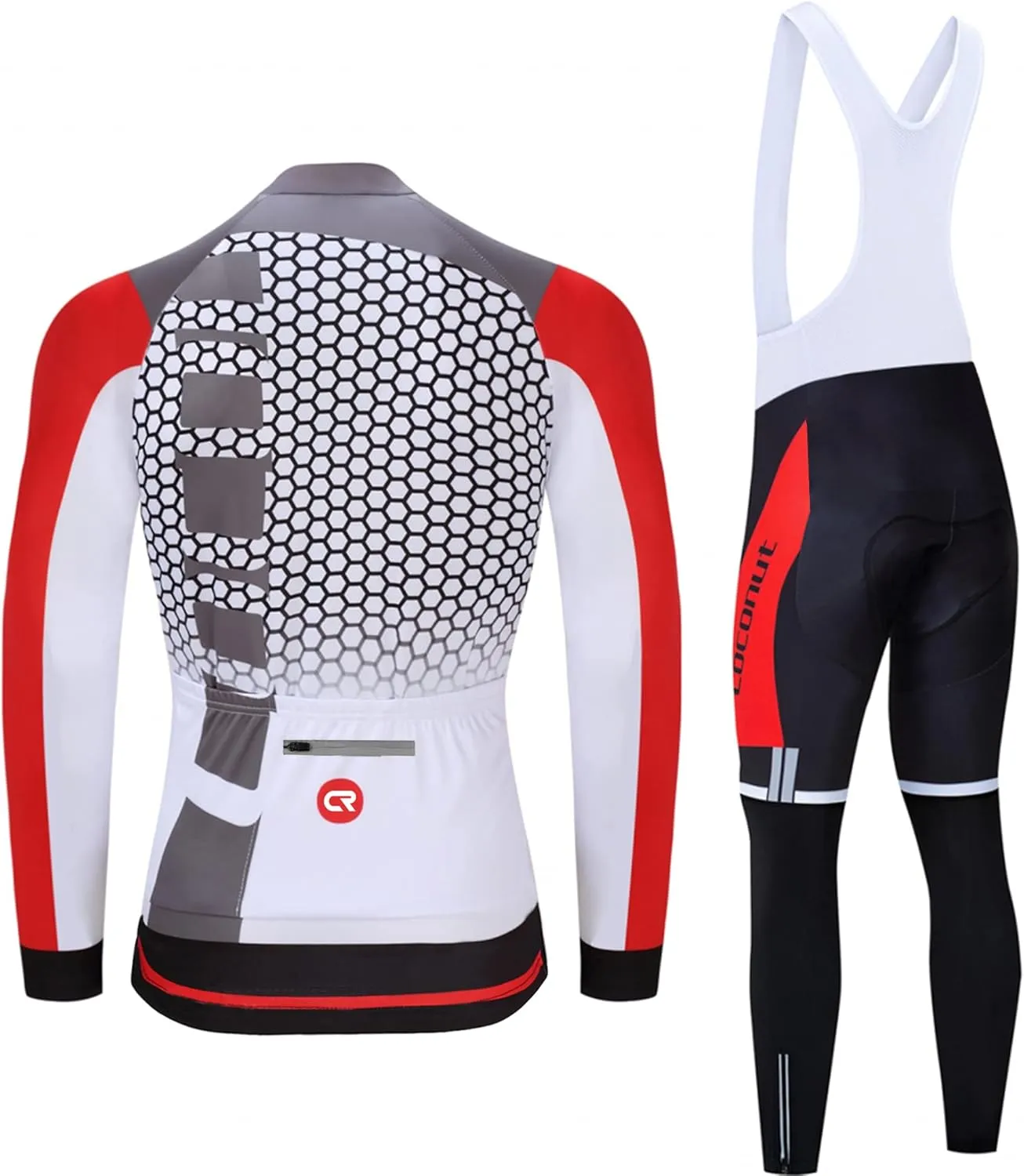 CR Winter Men's Cycling Jersey Long Sleeves Thermal Fleece Bike Jersey   Bib Pants, Winter Cycling Kit Clothing Set for Men