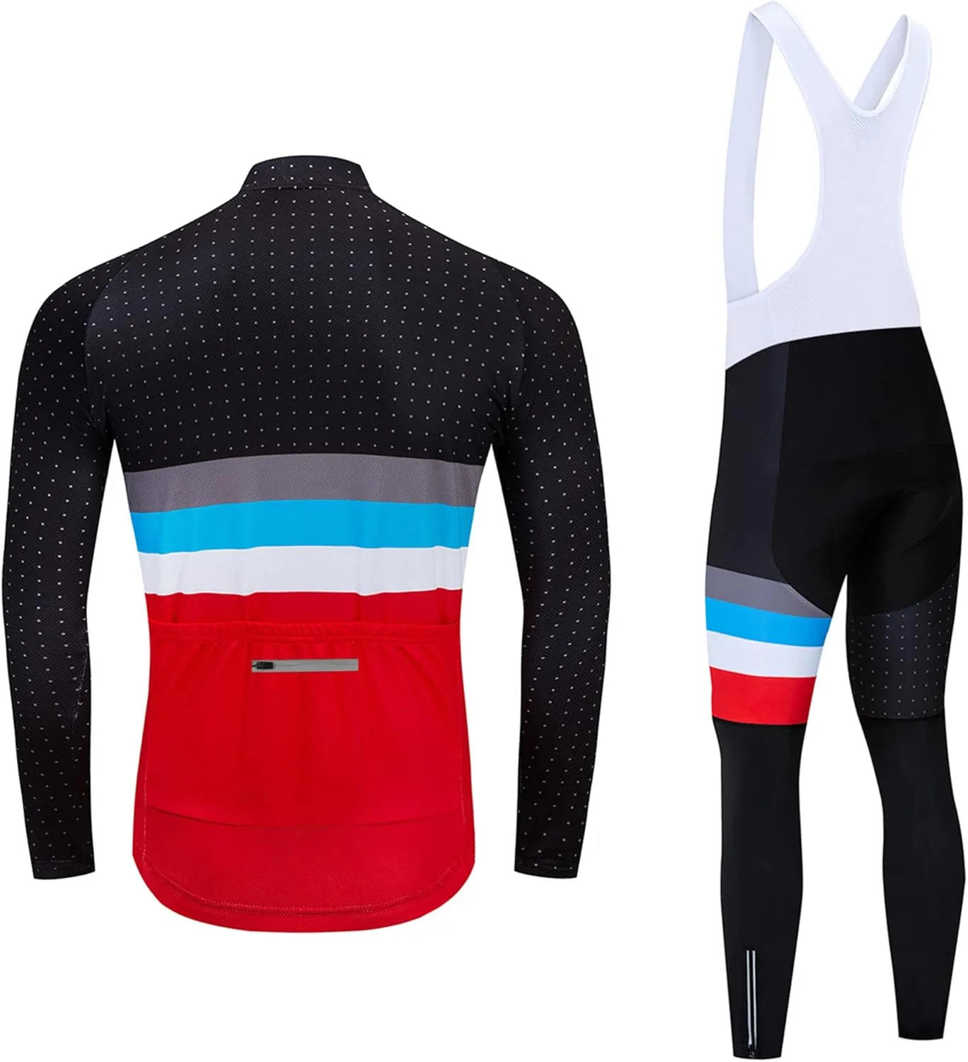 CR Winter Men's Cycling Jersey Long Sleeves Thermal Fleece Bike Jersey   Bib Pants, Winter Cycling Kit Clothing Set for Men