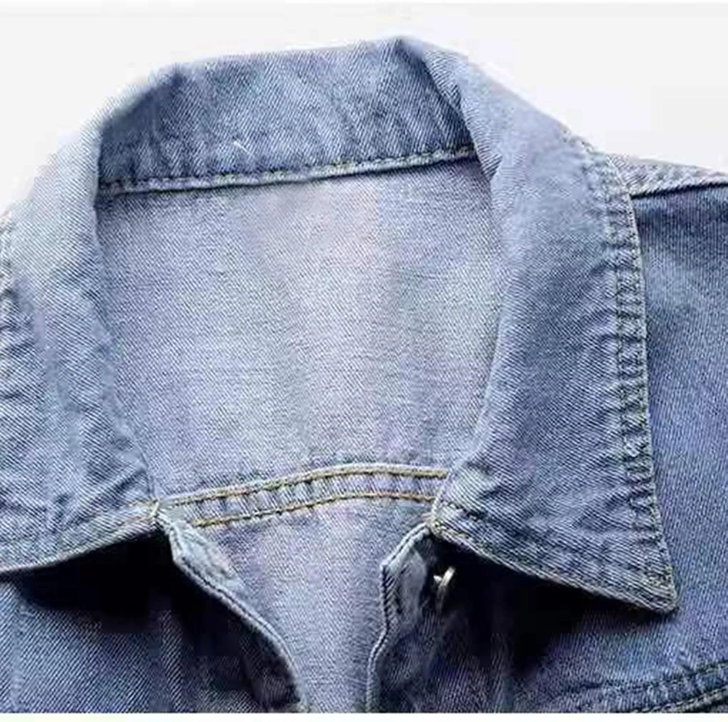 Cropped Jean Jackets for Women Casual 3/4 Sleeve Jean Jackets Lightweight Denim Jackets Button Down Trucker Coats