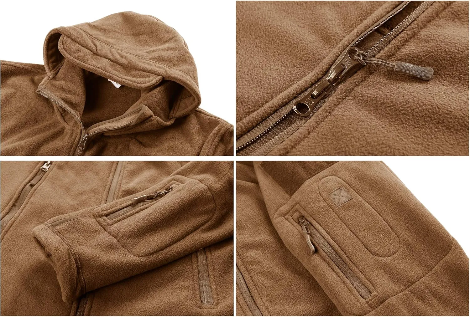 CRYSULLY Men's Military Tactical Sport Warm Fleece Hooded Outdoor Adventure Jacket Coats