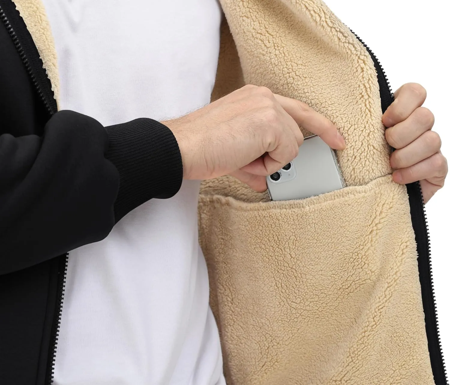 CRYSULLY Men's Sherpa Lined Jacket Fleece Full Zip Winter Hooded Sweatshirt Coats