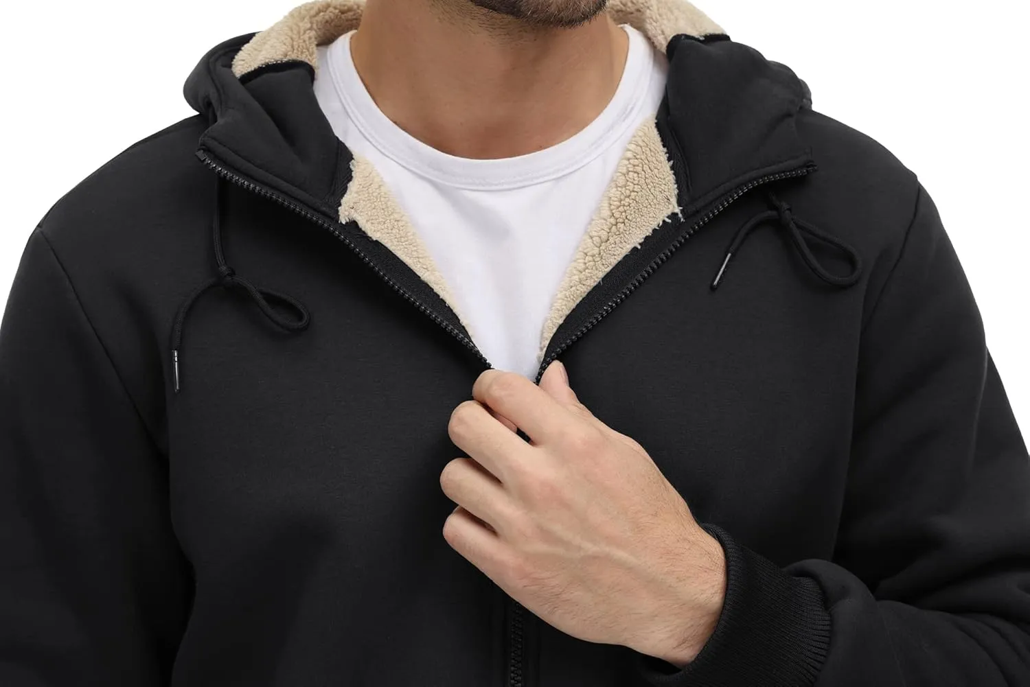 CRYSULLY Men's Sherpa Lined Jacket Fleece Full Zip Winter Hooded Sweatshirt Coats