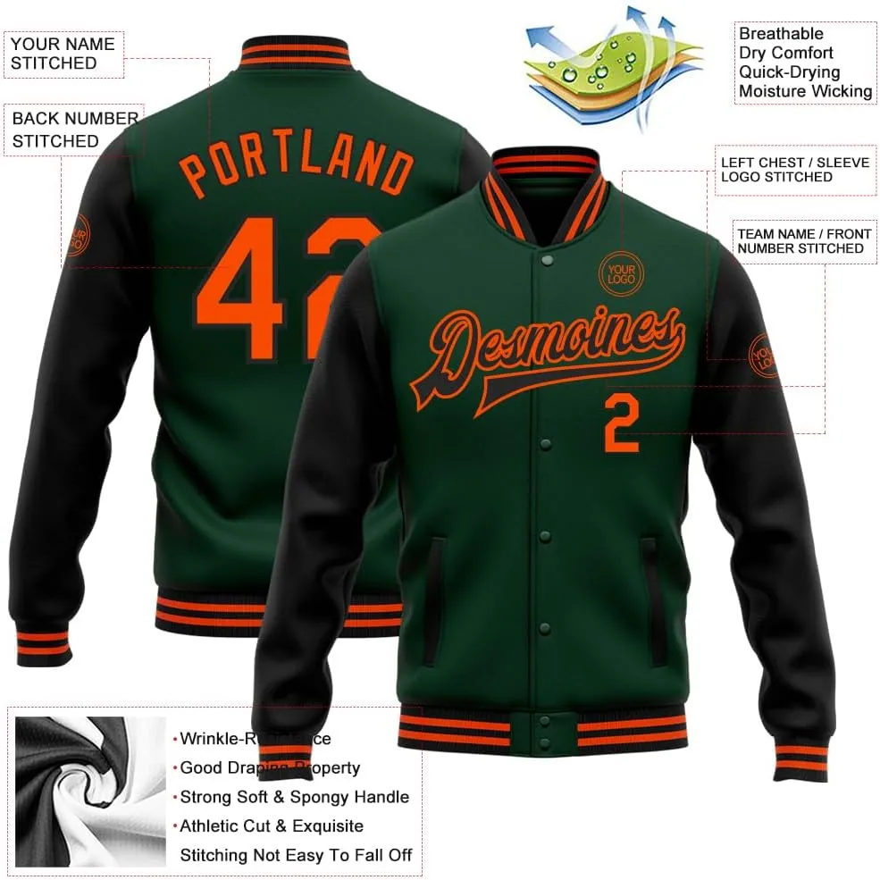 Custom Baseball Varsity Jacket Leather Sleeve Personalized Letterman Jacket Stitched Name Number for Men Women