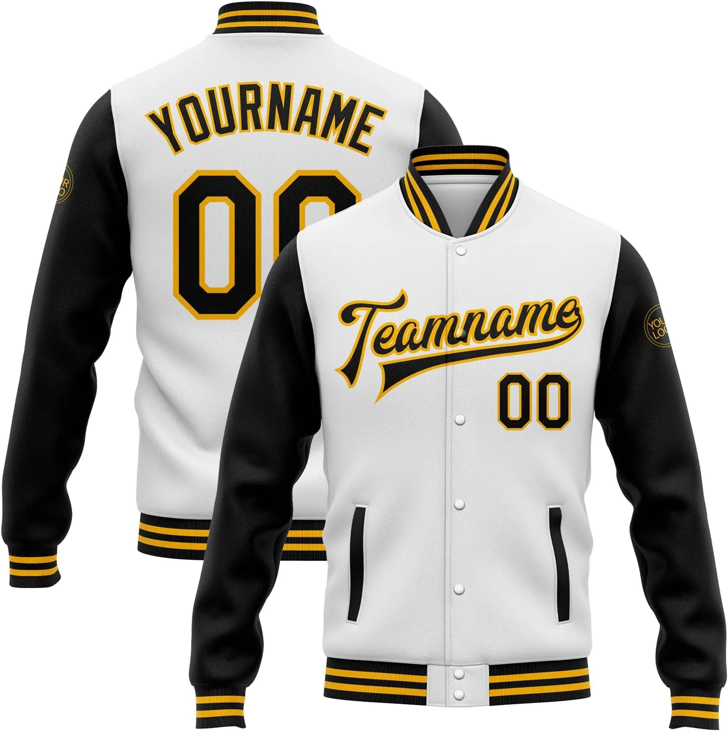 Custom White Varsity Baseball Jacket Leather Sleeve Personalized Letterman Jackets Stitched Name Number Logo