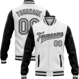 Custom White Varsity Baseball Jacket Leather Sleeve Personalized Letterman Jackets Stitched Name Number Logo