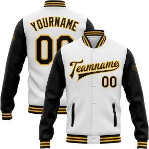 Custom White Varsity Baseball Jacket Leather Sleeve Personalized Letterman Jackets Stitched Name Number Logo
