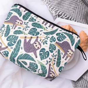 Cute Animal Lovers Gifts Tropical Sloth Cosmetic Bag Makeup Pouch with Zipper (sloth)