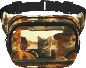 Cute Cat Funny Pack Waist Pack for Women Men, Double Layer Pack for Workout Running Travelling