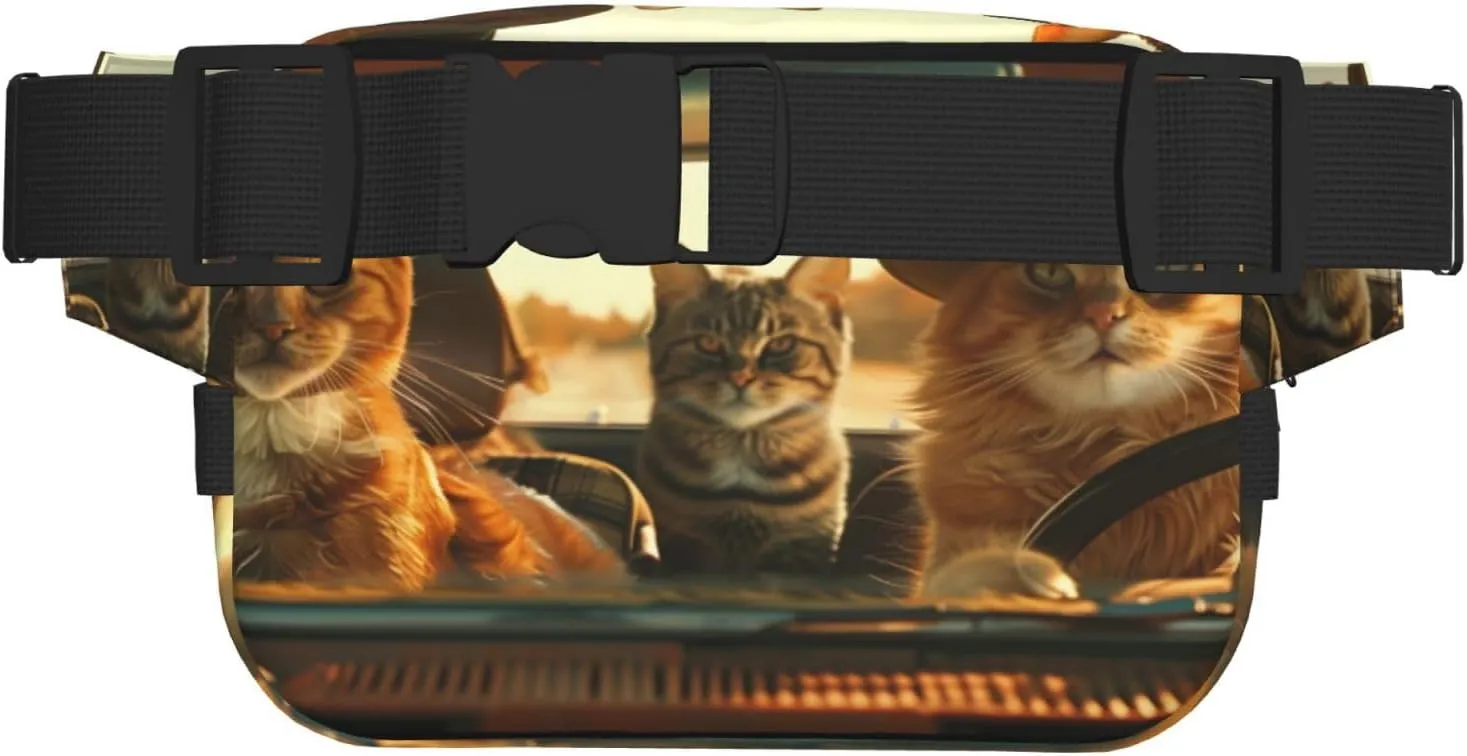 Cute Cat Funny Pack Waist Pack for Women Men, Double Layer Pack for Workout Running Travelling