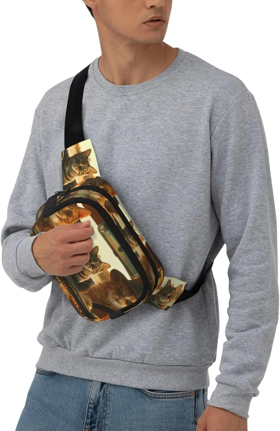 Cute Cat Funny Pack Waist Pack for Women Men, Double Layer Pack for Workout Running Travelling