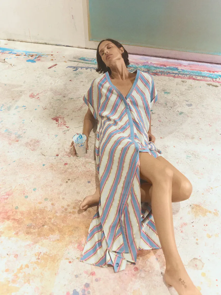 Cythera Caftan in Mykonos Stripe