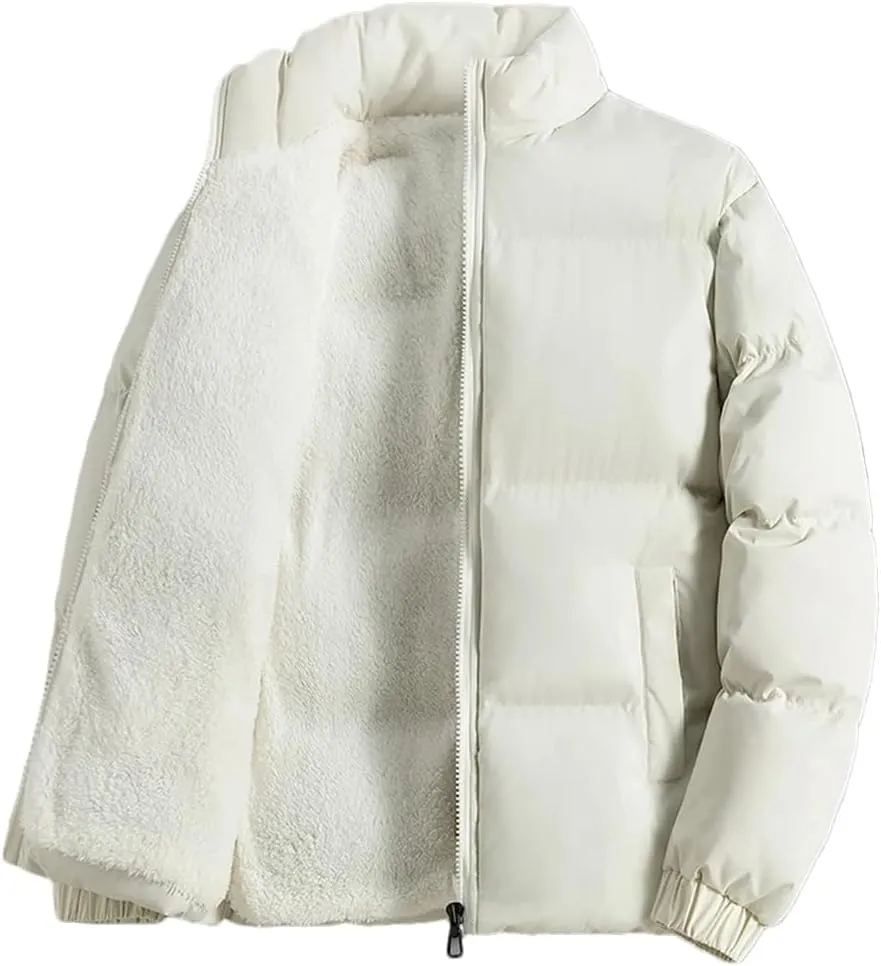 DBFBDTU Men Winter Jacket Autumn Warm Fleece Thicken Cotton Padded Jackets Stand Collar Casual Coats