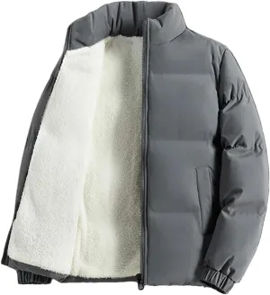 DBFBDTU Men Winter Jacket Autumn Warm Fleece Thicken Cotton Padded Jackets Stand Collar Casual Coats
