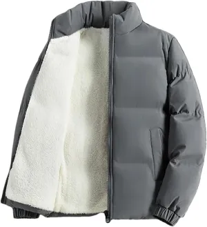 DBFBDTU Winter Men Jacket Autumn Warm Fleece Thickened Cotton Padded Jackets Stand Collar Casual Coats