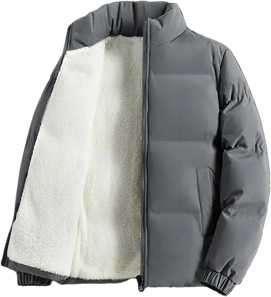 DBFBDTU Winter Men Jacket Autumn Warm Fleece Thickened Cotton Padded Jackets Stand Collar Casual Coats