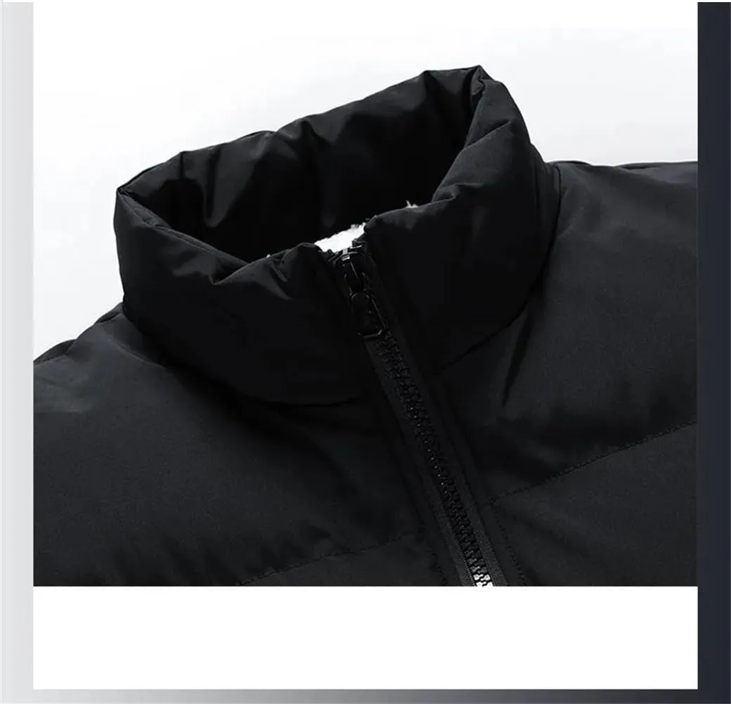 DBFBDTU Winter Men Jacket Autumn Warm Fleece Thickened Cotton Padded Jackets Stand Collar Casual Coats