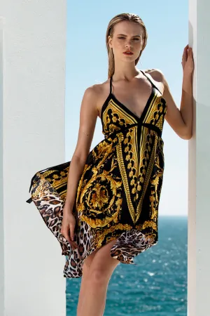 Designer Silk Dress- Leopard
