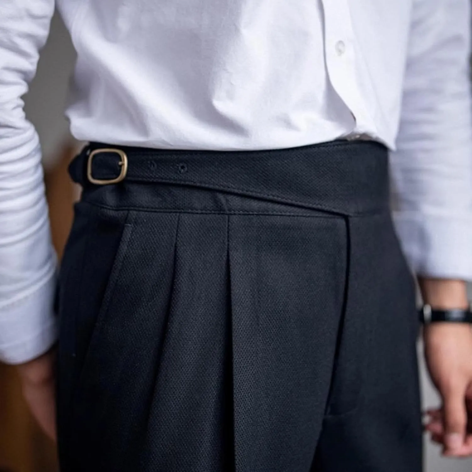 DGHM-JLMY Men's Fashion Slim Fit Dress Pants High Waist Straight Retro Pant Trousers Casual Business Formal Pants