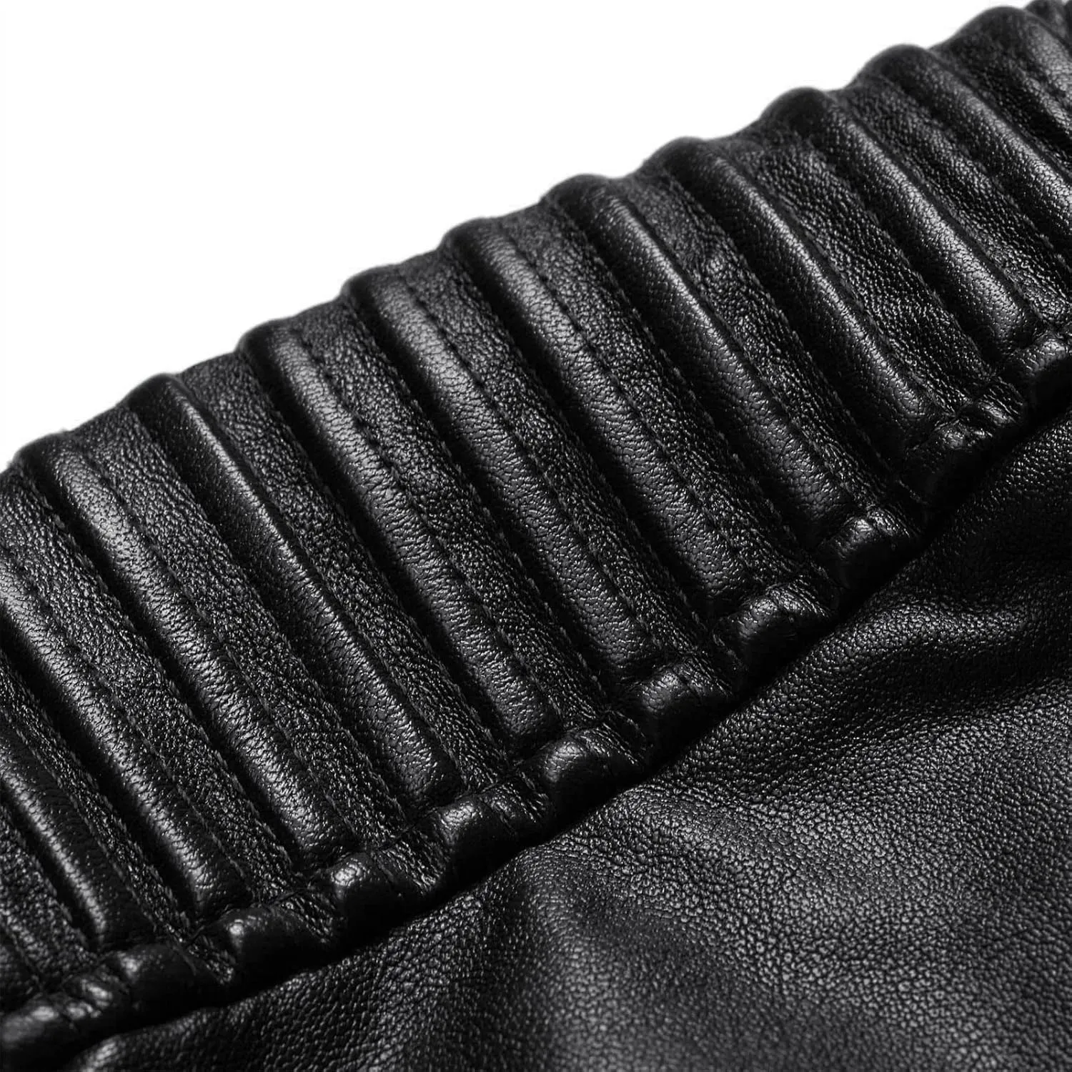 DGHM-JLMY Men's Motorcycle Leather Jacket With Double Zippers Classic Biker PU Jacket Vintage Stand Collar Rider Jacket Coat