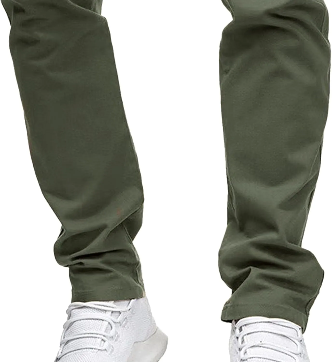 DGHM-JLMY Men's Solid Color Chinos Lightweight Casual Slim Fit Stretch Pants Flat-Front Skinny Regular Dress Pants