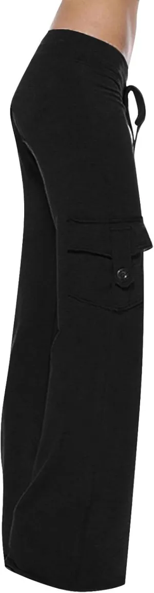 Dgoopd Cargo Pants Women Wide Leg High Waist Yoga Pants Plus Size Cargo Yoga Pants Drawstring Soft Lounge Pants with Pockets