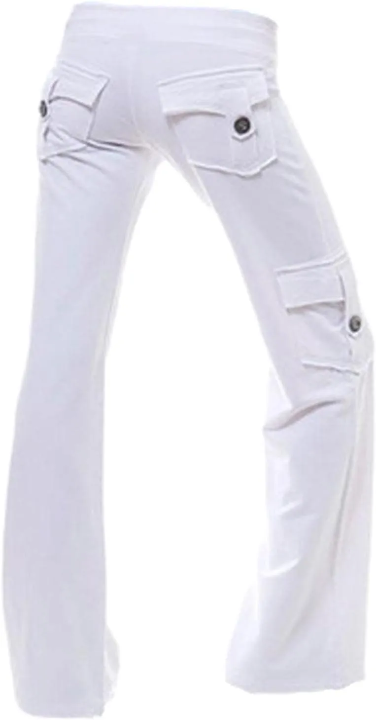 Dgoopd Cargo Pants Women Wide Leg High Waist Yoga Pants Plus Size Cargo Yoga Pants Drawstring Soft Lounge Pants with Pockets