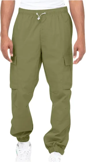 Dgoopd Men's Cargo Pants Casual Elastic Waist Pants Regular Fit Jogger Pants Outdoor Hiking Pants Active Pants with Pockets