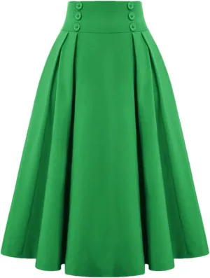 Disimlarl Elastic Waist A Line Elegant Flared Midi Skirts Solid Color Black Red Women Pleated Skirt