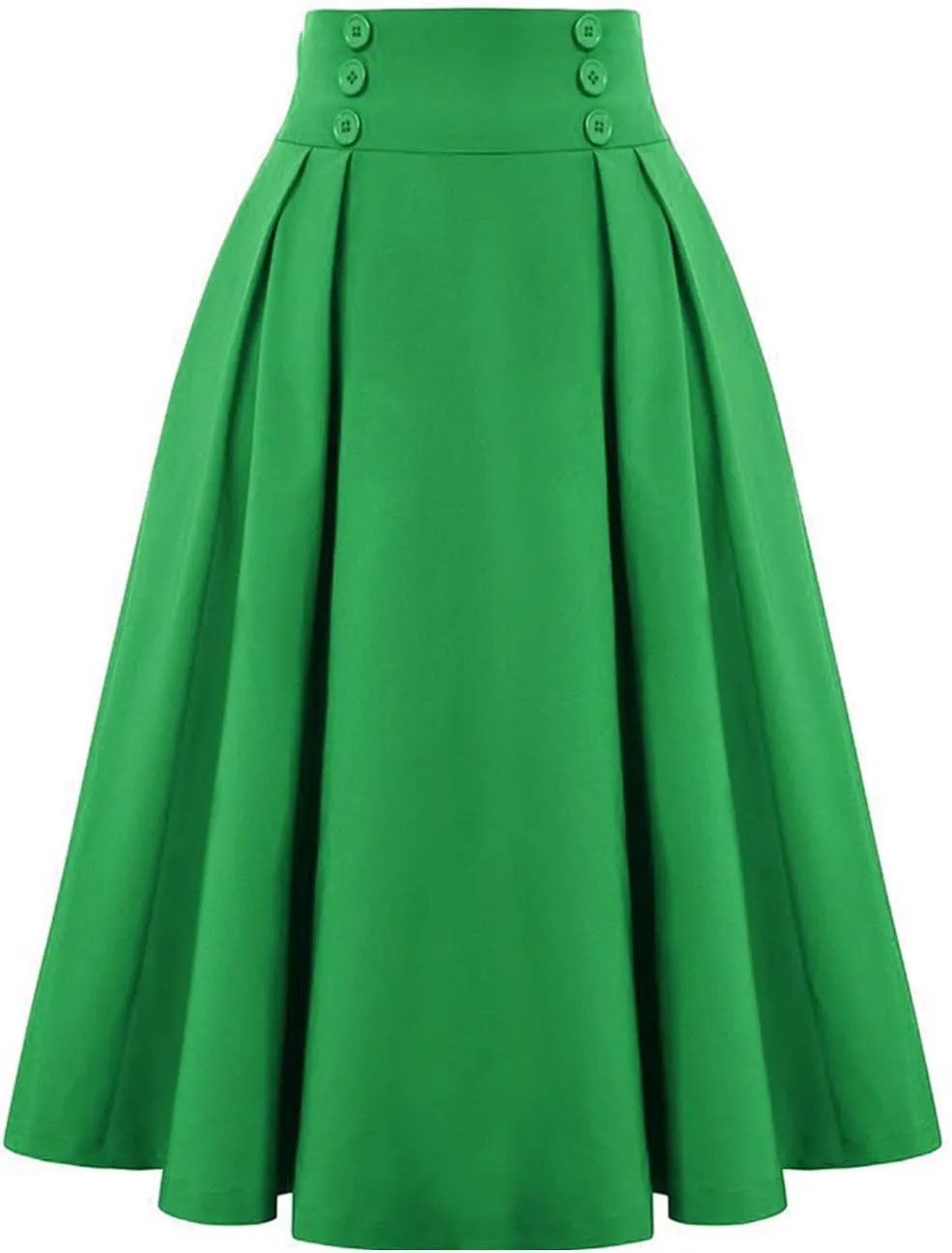 Disimlarl Elastic Waist A Line Elegant Flared Midi Skirts Solid Color Black Red Women Pleated Skirt