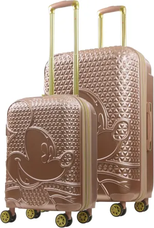 Disney FUL Mickey Mouse 2 Piece Rolling Luggage, Hardside Suitcase, Rose Gold, 30-inch
