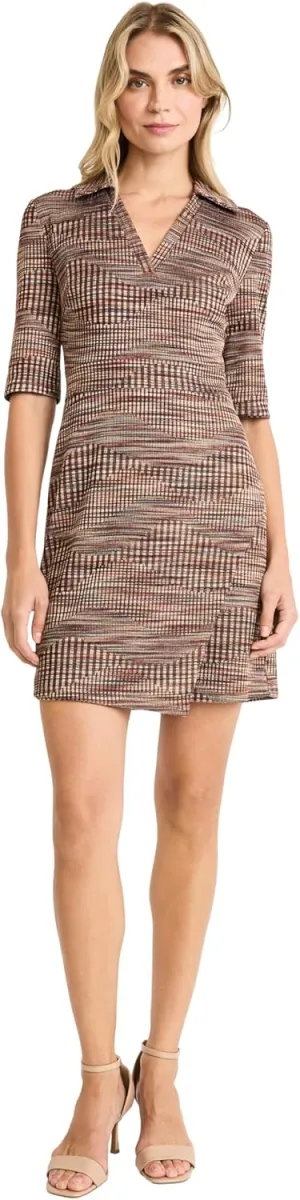Donna Morgan Women's Collared Short Sleeve Wrap Mini