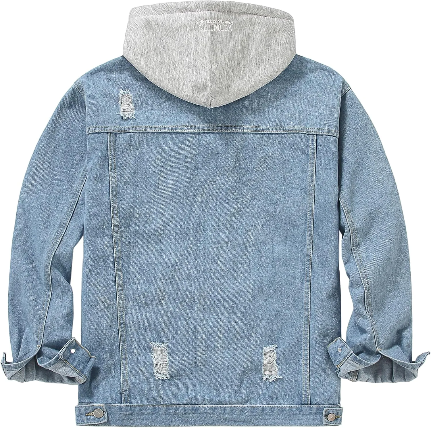 DOSLAVIDA Men's Distressed Denim Jacket Unisex Button Down Jean Coat Casual Long Sleeve Trucker Hooded Jackets Outwear