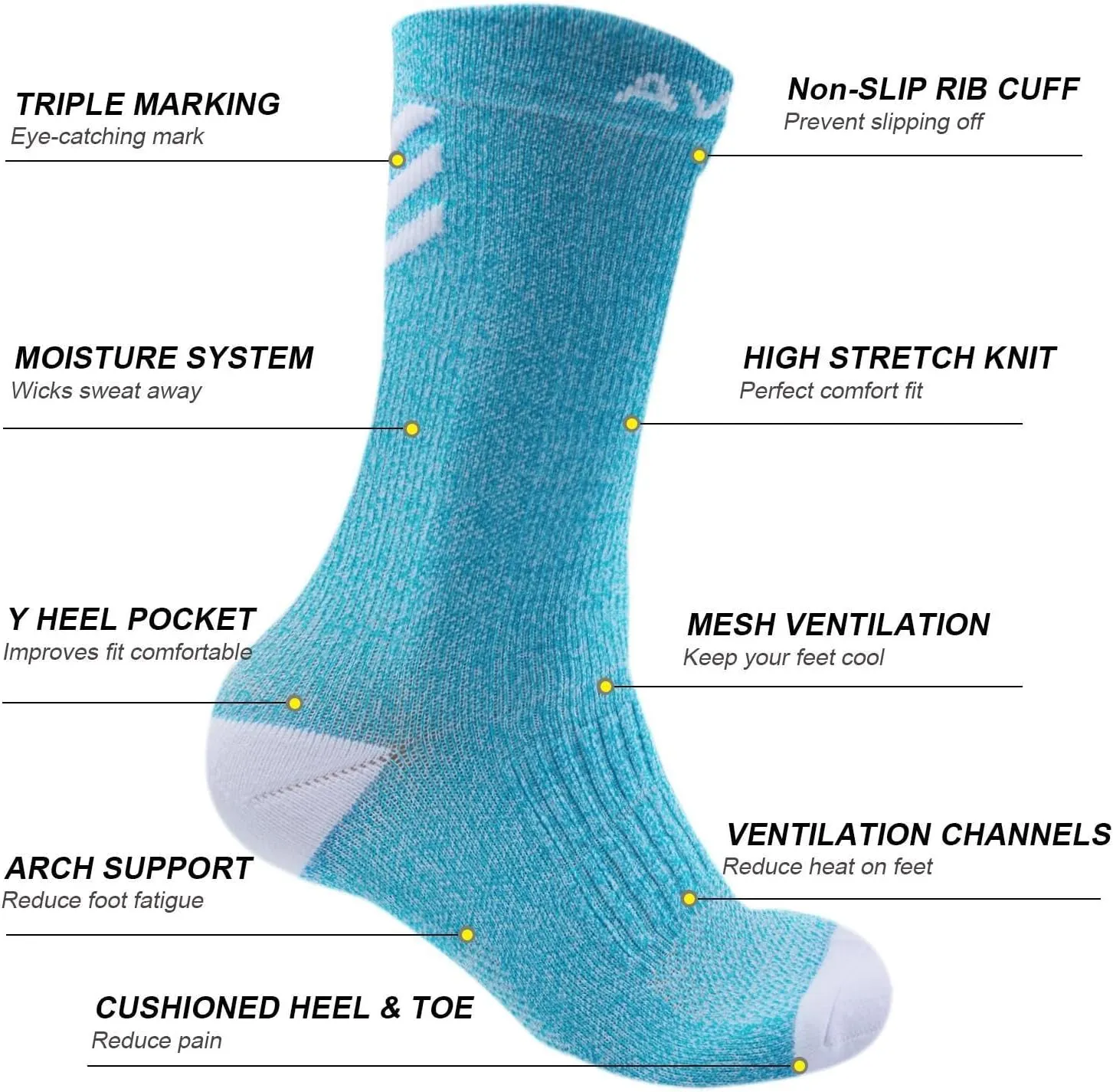 DOVAVA Dri-tech Compression Crew Socks (4/6 Pairs), Comfort Boost Circulation