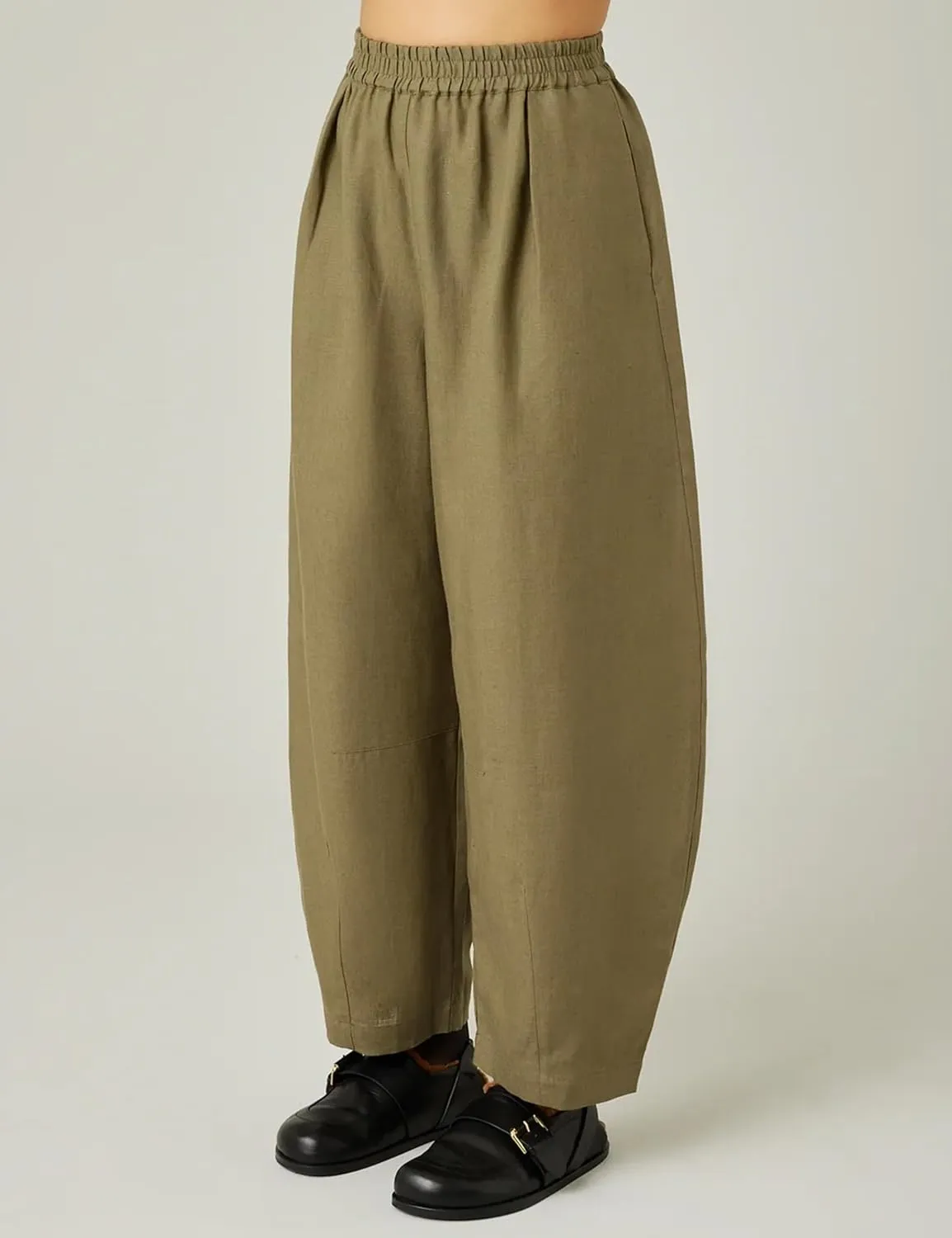 EsheSy Women's Cotton Linen Harem Pants Elastic Waist Wide Leg Pants Loose Lightweight Trousers with Pockets