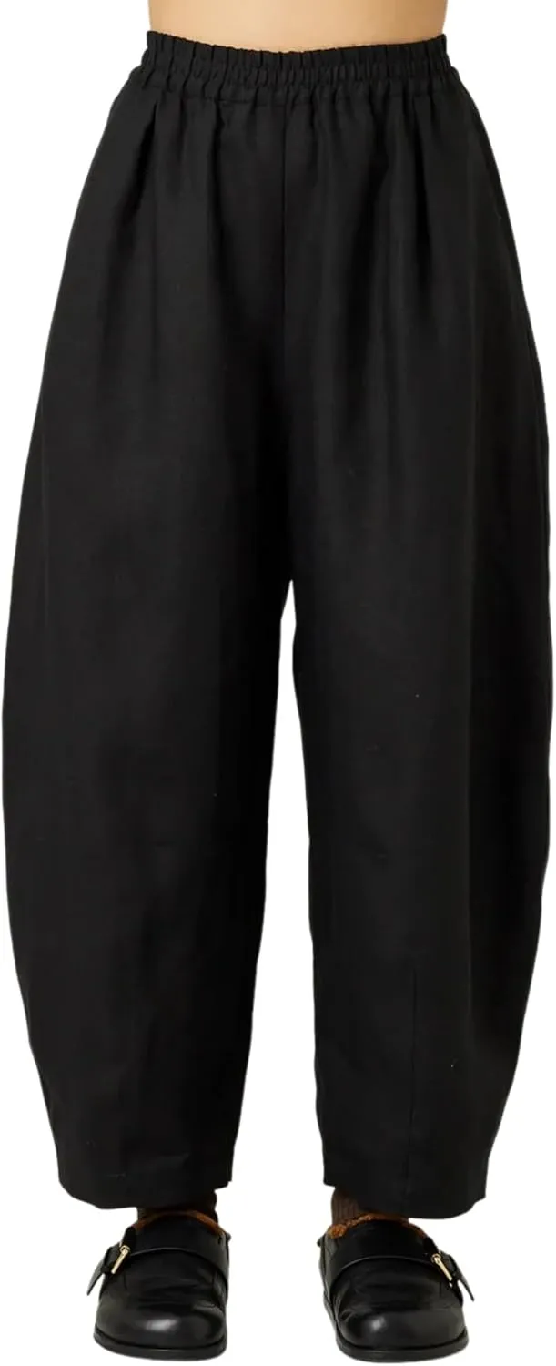 EsheSy Women's Cotton Linen Harem Pants Elastic Waist Wide Leg Pants Loose Lightweight Trousers with Pockets