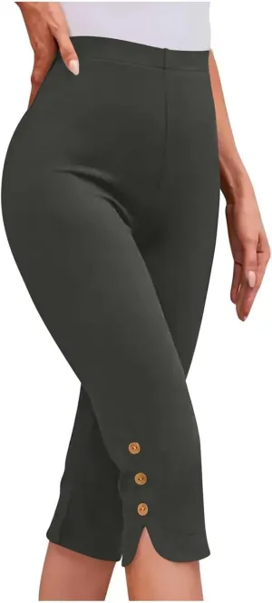 fanmpghleoo Plus Size Capris for Women High Waisted Capri Leggings Tummy Control Pull On Capris Dressy Casual Crop Pants 2025