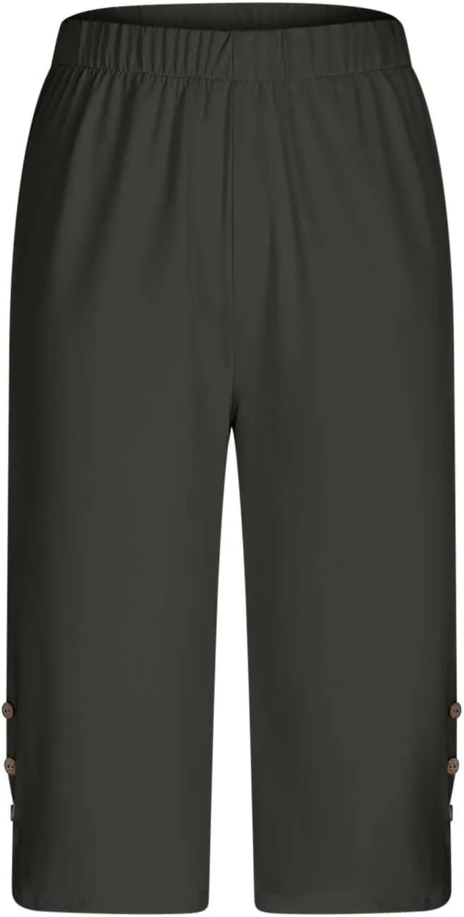 fanmpghleoo Plus Size Capris for Women High Waisted Capri Leggings Tummy Control Pull On Capris Dressy Casual Crop Pants 2025