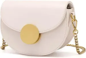 Fashion chain Cross-body bags for women,Minimalist Single-shoulder bag,half circle saddle bag,Vegan Leather small purse.