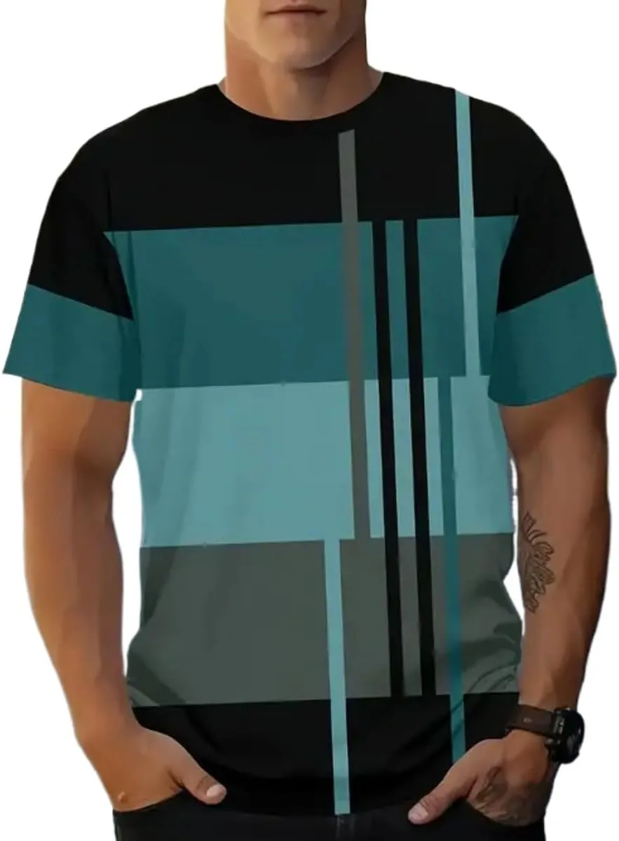 Fashion Striped Printed T-Shirt Loose Breathable Casual Short-Sleeved Shirt