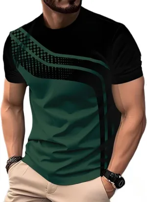 Fashion Striped Printed T-Shirt Loose Breathable Casual Short-Sleeved Shirt